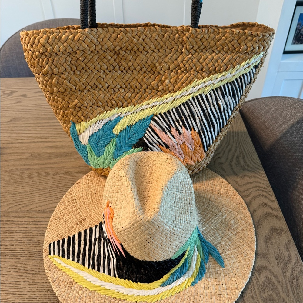 Tabitha Brown Natural Straw Hat and Bag Set